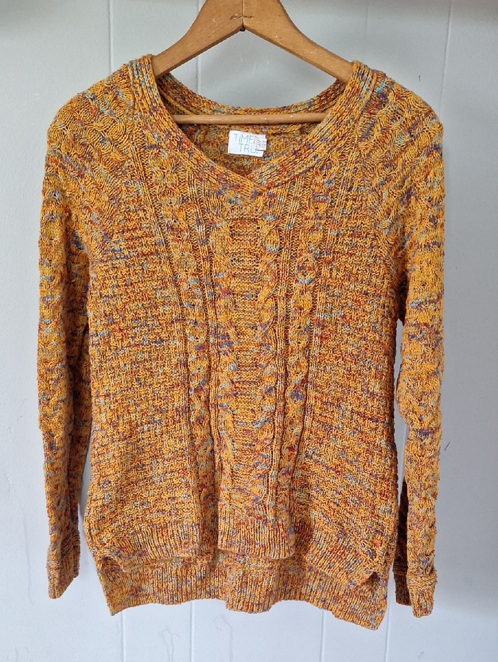 Marled Mustard Cable Knit Sweater - Women